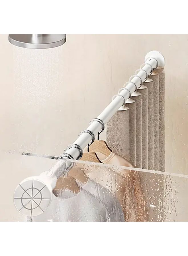 Heavy Duty Adjustable Spring Tension Shower Curtain Rod Black 70cm To 120cm No Drill Anti Slip - Image 1